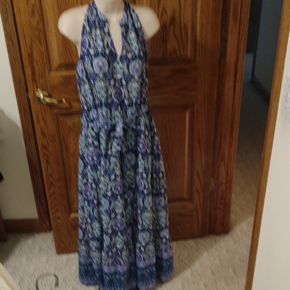 Talbots Blue and Purple Floral Maxi Dress
